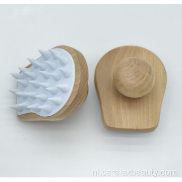 houten handgreep shampoo borstel zacht siliconen haarborstel
